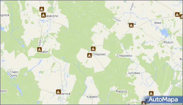 mapa Chłopowo gmina Myślibórz, Chłopowo gmina Myślibórz na mapie Targeo