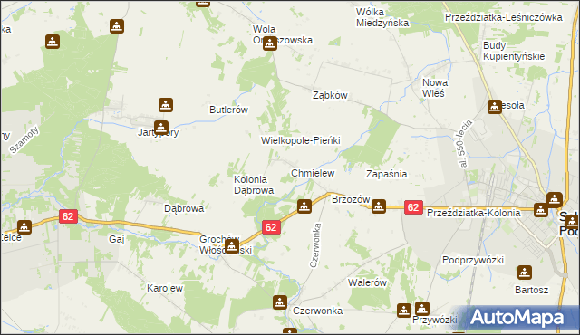 mapa Chmielew gmina Sokołów Podlaski, Chmielew gmina Sokołów Podlaski na mapie Targeo