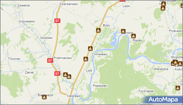 mapa Chmielewo gmina Pułtusk, Chmielewo gmina Pułtusk na mapie Targeo