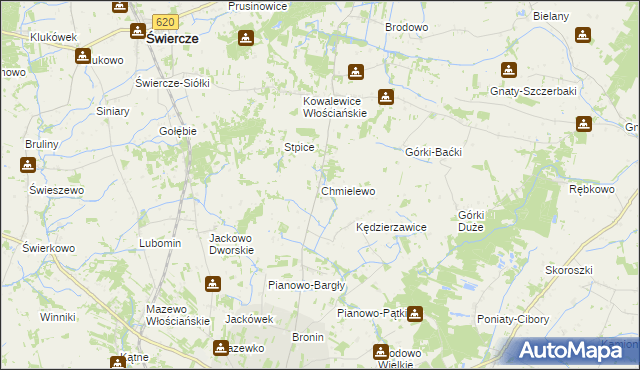 mapa Chmielewo gmina Świercze, Chmielewo gmina Świercze na mapie Targeo