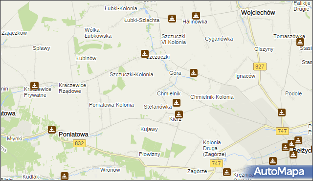 mapa Chmielnik gmina Bełżyce, Chmielnik gmina Bełżyce na mapie Targeo