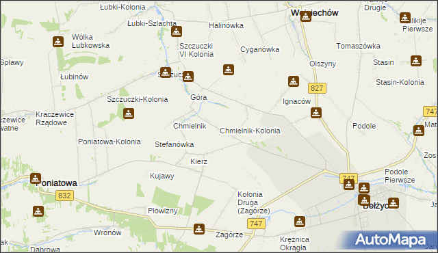 mapa Chmielnik-Kolonia, Chmielnik-Kolonia na mapie Targeo