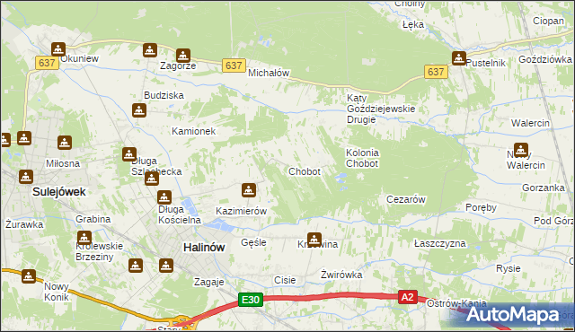 mapa Chobot gmina Halinów, Chobot gmina Halinów na mapie Targeo