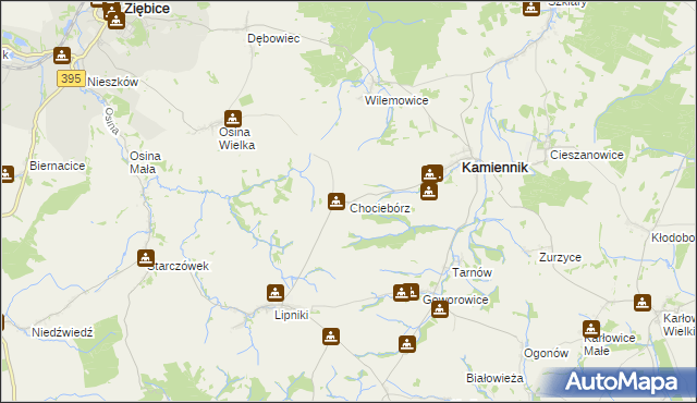 mapa Chociebórz, Chociebórz na mapie Targeo