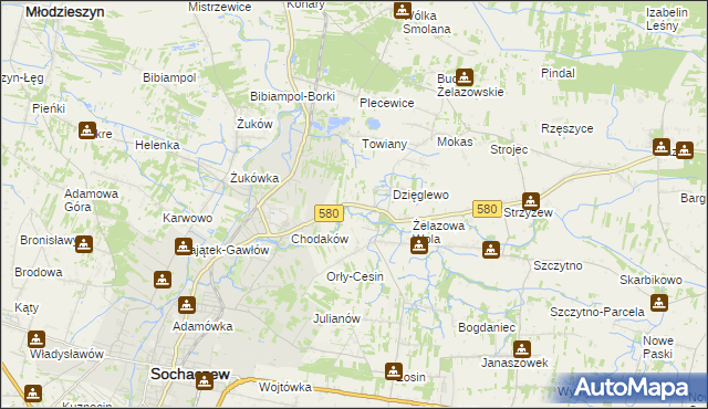 mapa Chodakówek, Chodakówek na mapie Targeo