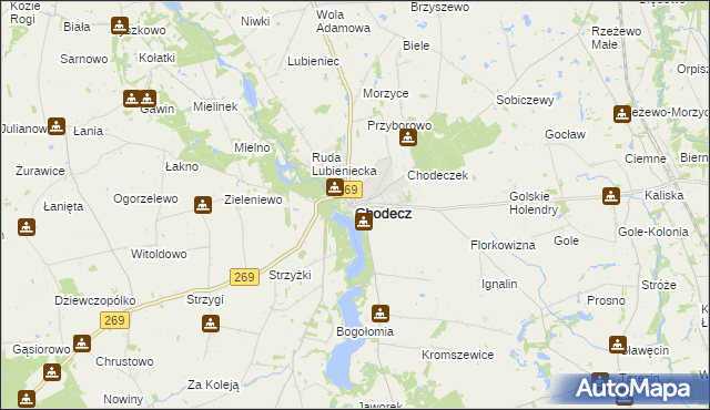 mapa Chodecz powiat włocławski, Chodecz powiat włocławski na mapie Targeo