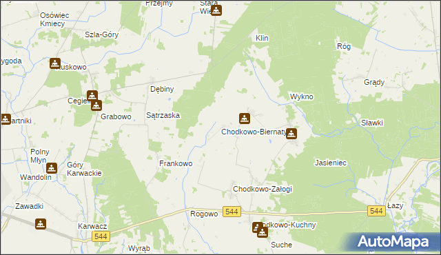 mapa Chodkowo-Biernaty, Chodkowo-Biernaty na mapie Targeo