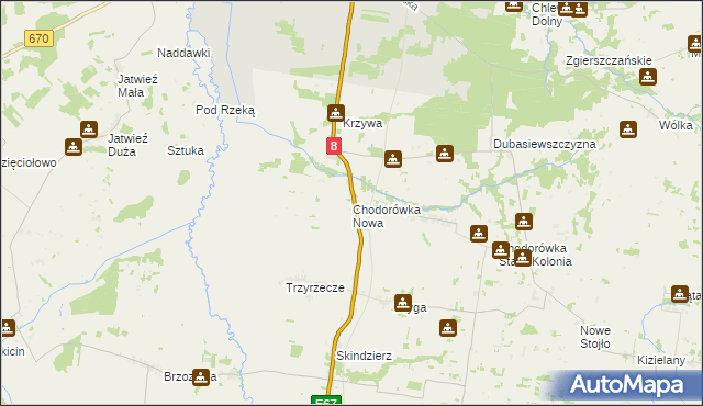 mapa Chodorówka Nowa, Chodorówka Nowa na mapie Targeo