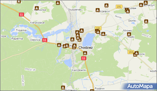 mapa Chodzież, Chodzież na mapie Targeo