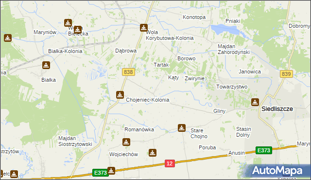 mapa Chojeniec, Chojeniec na mapie Targeo