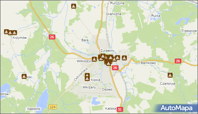 mapa Chojna powiat gryfiński, Chojna powiat gryfiński na mapie Targeo