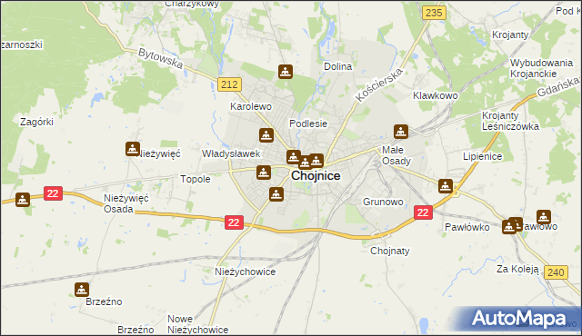 mapa Chojnic, Chojnice na mapie Targeo
