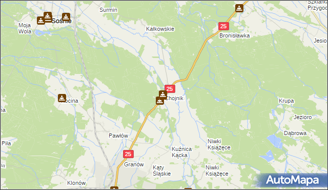 mapa Chojnik gmina Sośnie, Chojnik gmina Sośnie na mapie Targeo