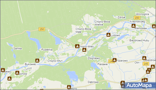 mapa Chojno-Wieś, Chojno-Wieś na mapie Targeo