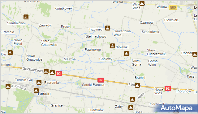 mapa Cholewy gmina Błonie, Cholewy gmina Błonie na mapie Targeo