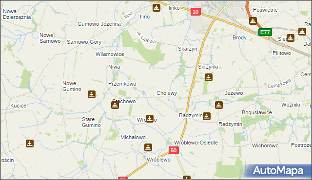 mapa Cholewy gmina Płońsk, Cholewy gmina Płońsk na mapie Targeo