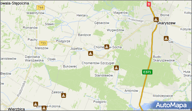 mapa Chomentów-Puszcz, Chomentów-Puszcz na mapie Targeo