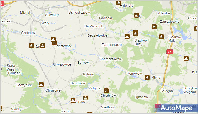 mapa Chomentówek, Chomentówek na mapie Targeo