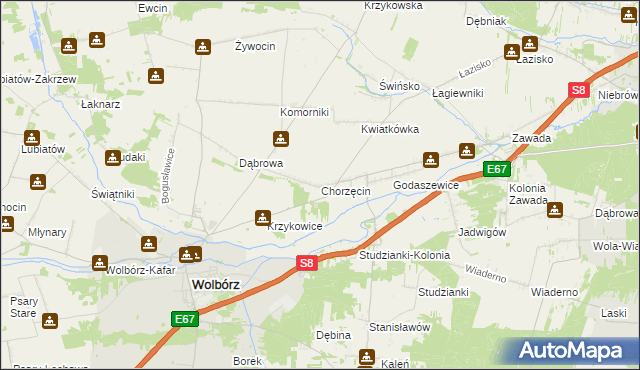 mapa Chorzęcin, Chorzęcin na mapie Targeo