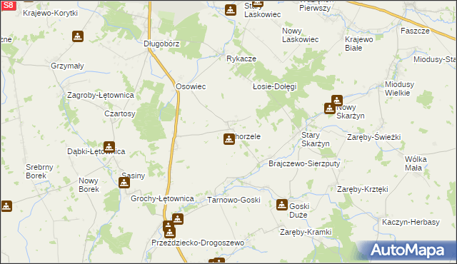 mapa Chorzele gmina Zambrów, Chorzele gmina Zambrów na mapie Targeo