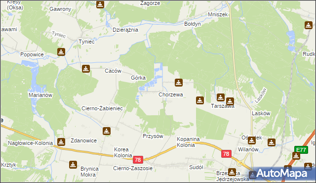 mapa Chorzewa, Chorzewa na mapie Targeo