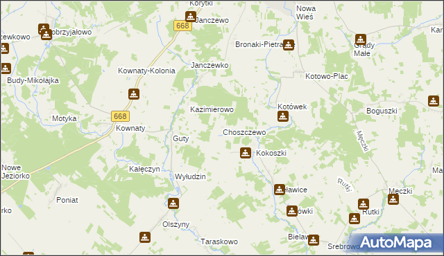 mapa Choszczewo gmina Piątnica, Choszczewo gmina Piątnica na mapie Targeo