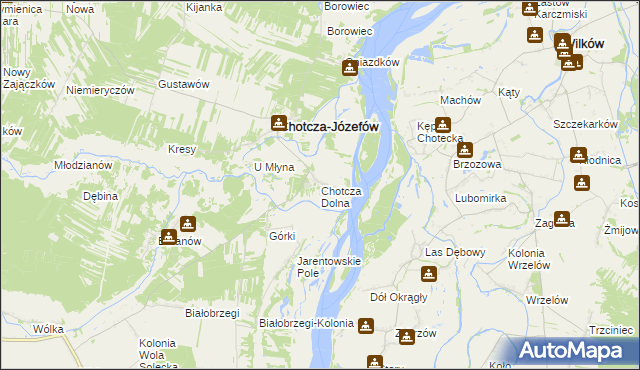 mapa Chotcza Dolna, Chotcza Dolna na mapie Targeo