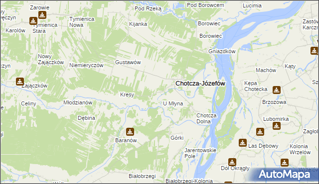 mapa Chotcza Górna, Chotcza Górna na mapie Targeo