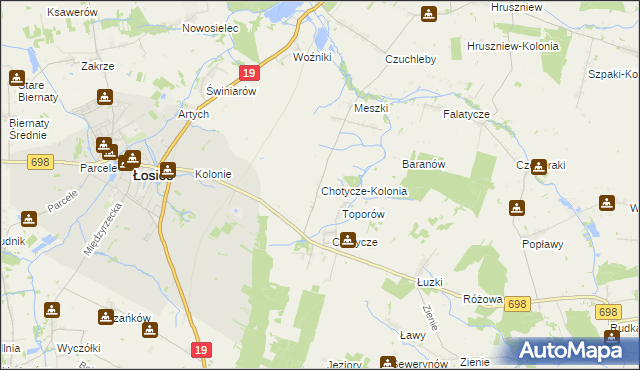 mapa Chotycze-Kolonia, Chotycze-Kolonia na mapie Targeo