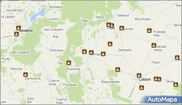 mapa Chrapoń gmina Lutocin, Chrapoń gmina Lutocin na mapie Targeo