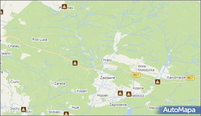 mapa Chrapy, Chrapy na mapie Targeo