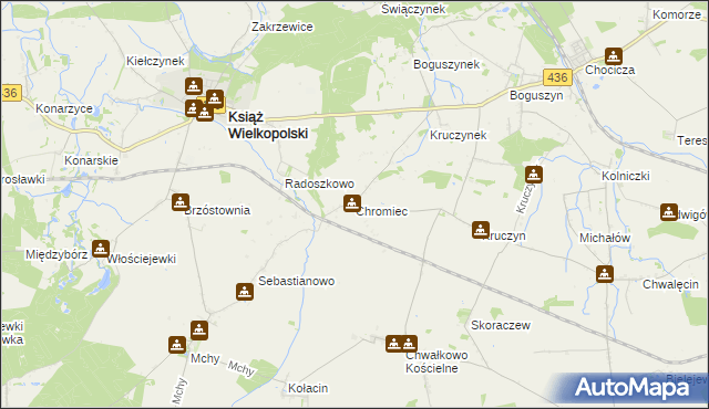 mapa Chromiec gmina Nowe Miasto nad Wartą, Chromiec gmina Nowe Miasto nad Wartą na mapie Targeo