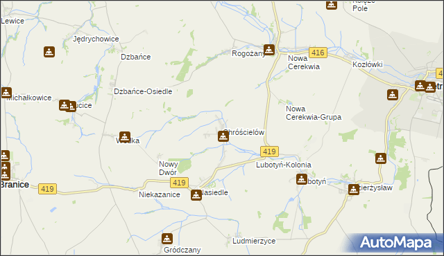 mapa Chróścielów, Chróścielów na mapie Targeo