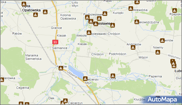 mapa Chróścin, Chróścin na mapie Targeo