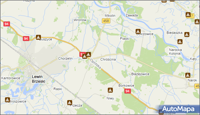 mapa Chróścina gmina Lewin Brzeski, Chróścina gmina Lewin Brzeski na mapie Targeo