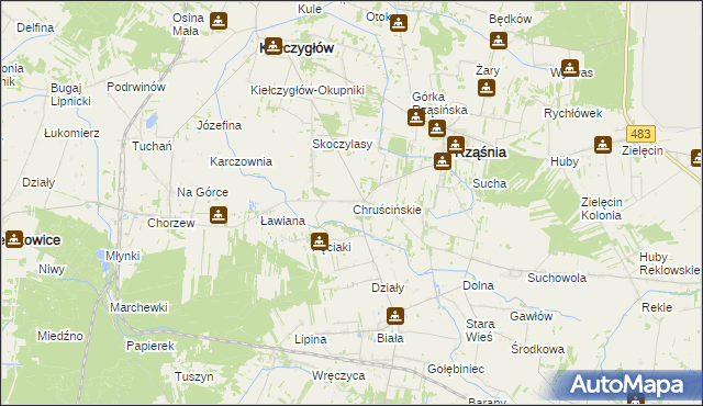 mapa Chruścińskie, Chruścińskie na mapie Targeo