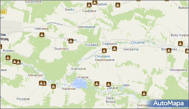 mapa Chruślanki Mazanowskie, Chruślanki Mazanowskie na mapie Targeo