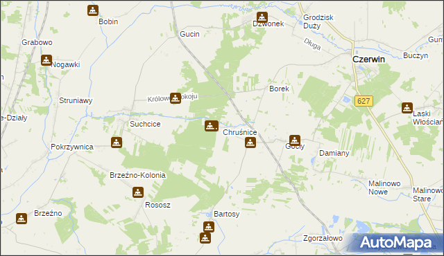 mapa Chruśnice, Chruśnice na mapie Targeo