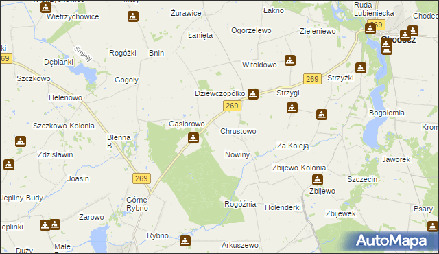 mapa Chrustowo gmina Przedecz, Chrustowo gmina Przedecz na mapie Targeo