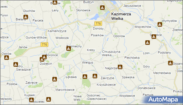 mapa Chruszczyna Mała, Chruszczyna Mała na mapie Targeo