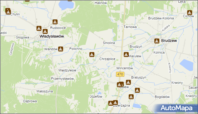 mapa Chrząblice, Chrząblice na mapie Targeo