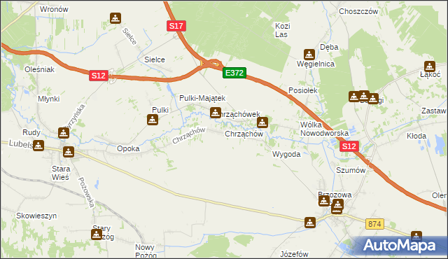 mapa Chrząchów, Chrząchów na mapie Targeo