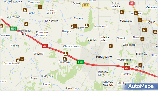 mapa Chrząstów Wielki, Chrząstów Wielki na mapie Targeo