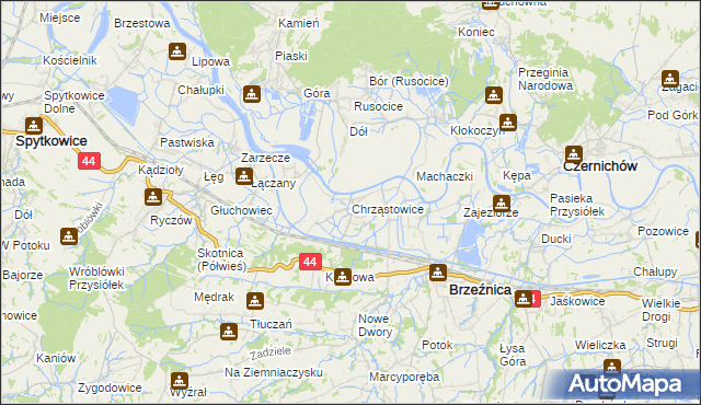 mapa Chrząstowice gmina Brzeźnica, Chrząstowice gmina Brzeźnica na mapie Targeo