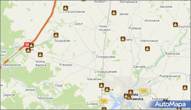 mapa Chrząszczew, Chrząszczew na mapie Targeo