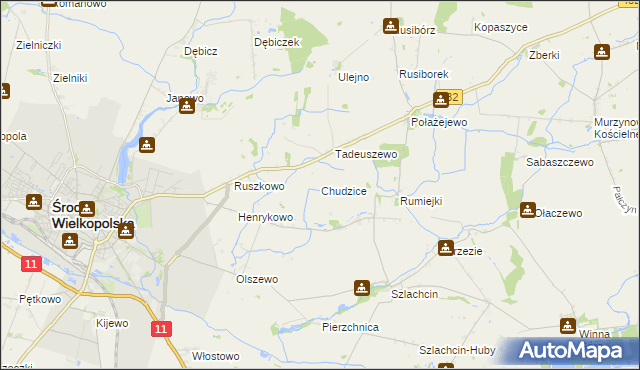 mapa Chudzice, Chudzice na mapie Targeo