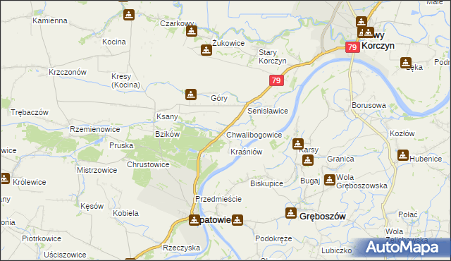 mapa Chwalibogowice, Chwalibogowice na mapie Targeo