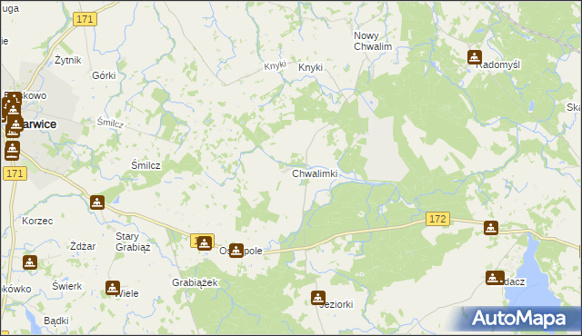 mapa Chwalimki, Chwalimki na mapie Targeo