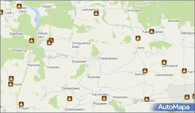 mapa Chwaliszewo gmina Kcynia, Chwaliszewo gmina Kcynia na mapie Targeo
