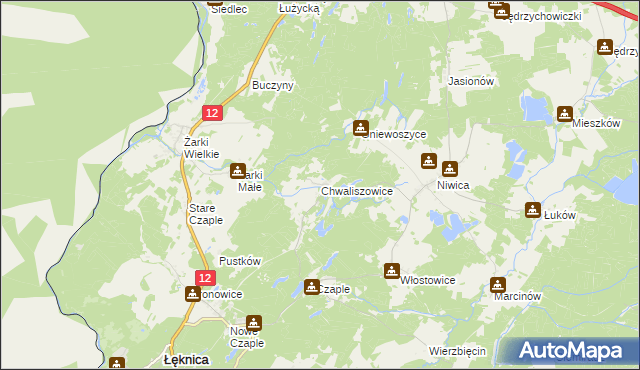 mapa Chwaliszowice, Chwaliszowice na mapie Targeo